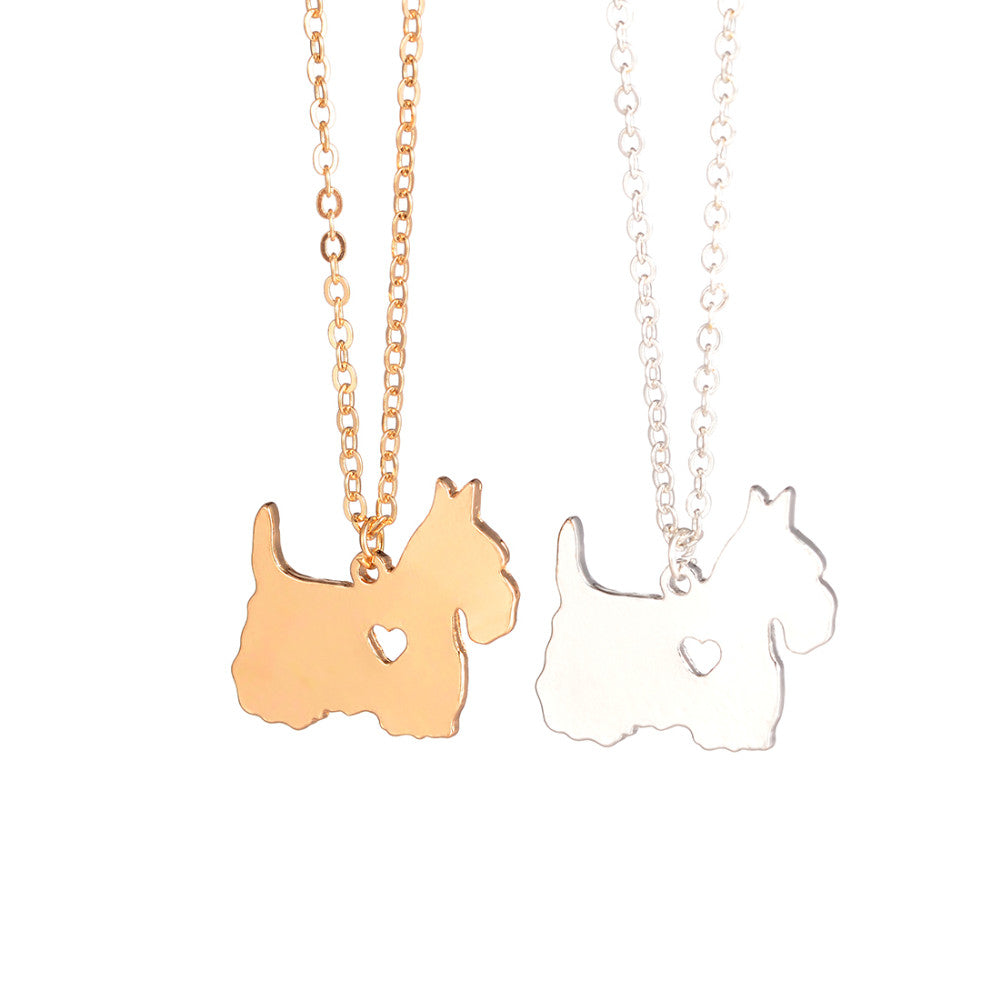 Cute Scottish Terrier Dog Heart Necklaces
