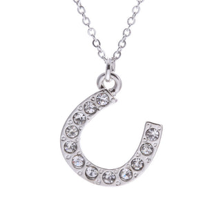 Shining Silver Clear Rhinestone Elegant Crystal Horse Shoe Necklaces