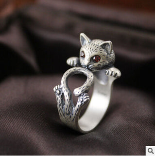 Silver Cute Cat Rings
