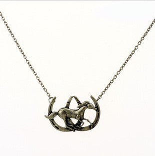 Vintage Horse Zodiac Double Horseshoe Necklaces