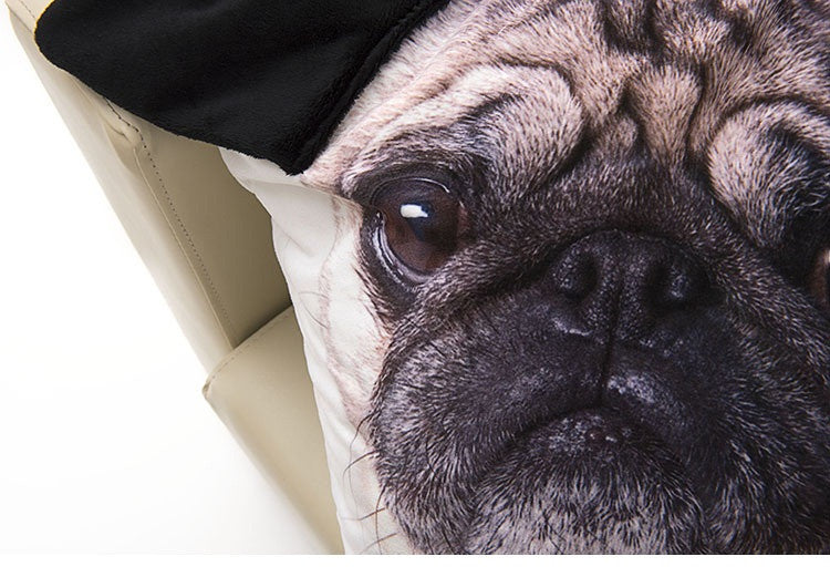 Special-shaped Ear Cute Pug Dog Big Face Pattern Print Custom Pillow Cases